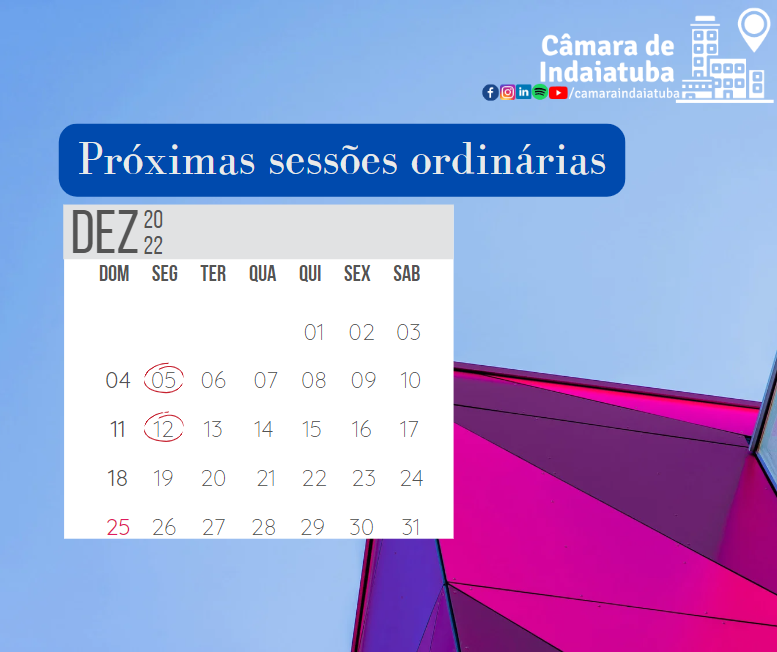 Confira as datas das próximas sessões