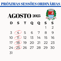 Confira as datas das sessões ordinárias em agosto