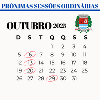 Confira o calendário das próximas sessões ordinárias da Câmara Municipal